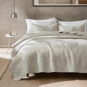palassio Beige 100% Cotton Quilt Twin Size Bedding Sets with 1 Pillow Sham, Soft Bedspread Shabby Chic Rustic Coverlet, Textured Lightweight Quilted Thin Comforter Bed Cover for All Season, 2 Pieces (Twin(68"x86")