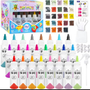 Pack Of 2 24 Colors Tie Dye Kit, Tie Dye Set for Kids, Pre-Filled Bottles, Non Toxic Permanent Fabric Dye Art Set, Easy DIY Fabric Art - Create Fun (24 Colors)