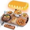 Food Warming Mat, Electric Warming Tray for Buffets & Parties, Silicone Heating Mat for Food with 9 Temperature Settings, Roll-Up Storage, 25.8"x15.6", Brown