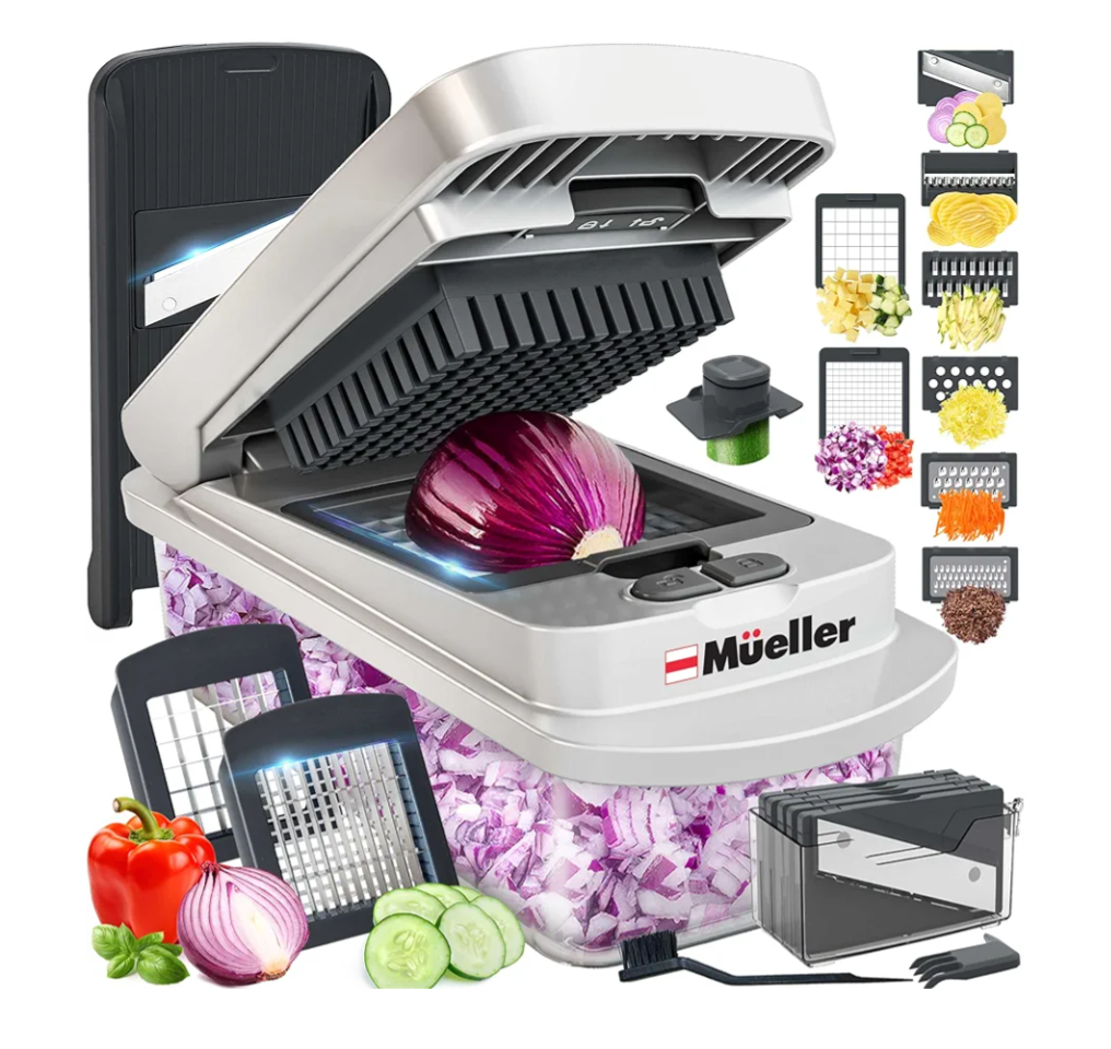 Mueller Pro-Series 10-in-1, 8 Blade Vegetable Chopper, Mandoline Slicer, Food Chopper with Container, Fruit Slicer, Kitchen Gadgets & Accessories, Home Essentials