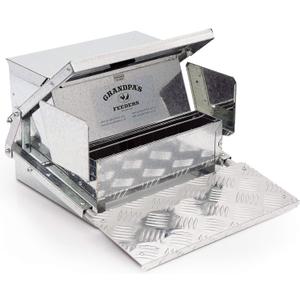 Grandpa's Feeders Automatic Chicken Feeder - Large Size for 12 Chickens for 10 Days (40lb Feed) Long Lasting Galvanized Steel Poultry Feeders - Rat Proof & No Spill with Weatherproof Lid