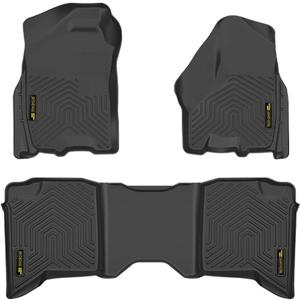 G-PLUS Floor Mats Compatible with Dodge Ram 2009-2018 Crew Cab Truck/Not Fit Quad Cab,TPE Custom Fit All Weather Full Cover Protection 1st & 2nd Row Floor Liners Truck Mats Accessories Black