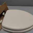 Mayfair Padded Toilet Seat, Cushioned Soft Vinyl over Wood Core Seat, Secure Hinges, Easy Clean, Elongated, Bone