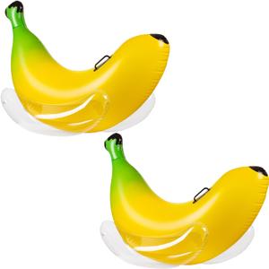Vaygway Ride-on Inflatable Banana Pool Float- 1-2 Person Yellow Swimming Pool Fun Banana Float- Pool and Beach Activities- Party Decoration