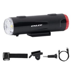 Enlee Bicycle Light Set - Front and Rear LED Headlight with 5 Modes, IP66 Waterproof, Mounting Bracket for Night Safety Riding