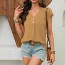 Women's Dressy Casual Shirt Sleeveless V-Neck Button Down Work Tops Business Casual Summer Tops (XL)
