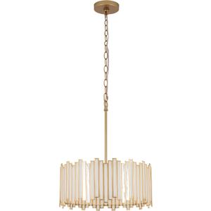 Gold Drum Chandelier 4-Light, Modern Drum Pendant Lighting Fixture with Tiffany Glass Shade, 16 Round Ceiling Hanging Light for Bedroom Dining Room Kitchen Entryway Living Room (Gold)