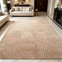 Camel Boho 8x10 Solid Color Area Rugs, Washable Living Room Rug