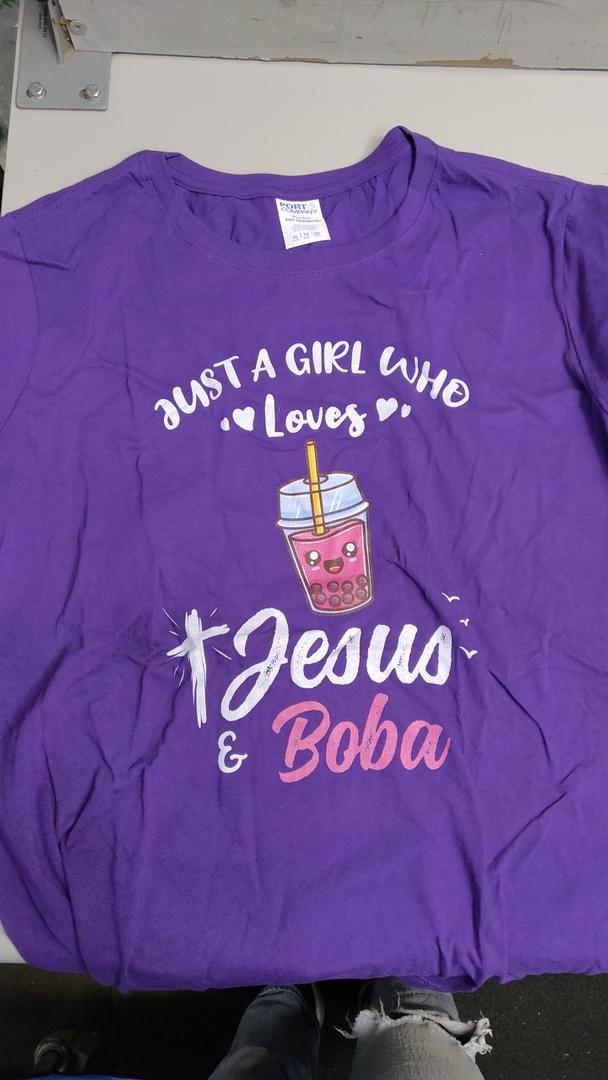 Just A Girl Who Loves Jesus And Boba T-Shirt, XL