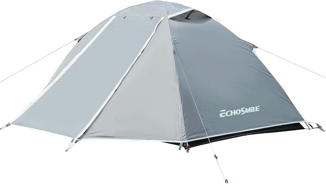 EchoSmile Lightweight Backpacking 2 Person Tent, Aluminum Pole Waterproof Camping Tent with Extendable Vestibule for Gear Storage, Easy Setup Outdoor Shelter for Hiking & Travel