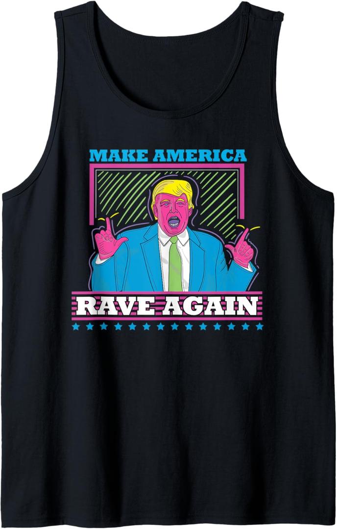 Make America Rave Again Funny DJ EDM Electro Festival Tank Top (Small, Black)