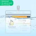 Clear Plastic Horizontal Badge Holder - Coideal 12 Pcs Thick Name Tag ID Card Protector Holders Large Transparent Sleeve Waterproof (4.8 x 3.5 Inch)