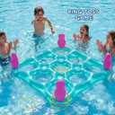 ECHTPower 2-in-1 Giant Tic Tac Toe Game & Cross Ring Toss Games - Pool Toys Games Set, Inflatable Outdoor Yard Games for Kids Adults Family, with 10 Balls for Adults Teens Kids 2-10 Players