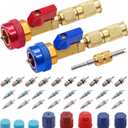TWTADE R134A Valve Core Quick Remover Installer Tool Kit - High Low Pressure Car A/C Valve Core Removal Tool, Schrader Valve Stem Cores & Seal Caps for R12 R134a Refrigeration Air Conditioner System