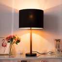 Wellmet Blackgold Set of 2 Drum Lampshades, Easy Assembly Required 14" Top x 14" Bottom x 11" High Replacement Lamp Shades, Fabric Lampshades for Table Lamps Floor Lamps, Metal Spider Fitter