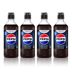 SodaStream Pepsi Zero Sugar New Pour Bottle Beverage Mix 14.9 Fl Oz (Pack of 4) (EXP 02/27/27)