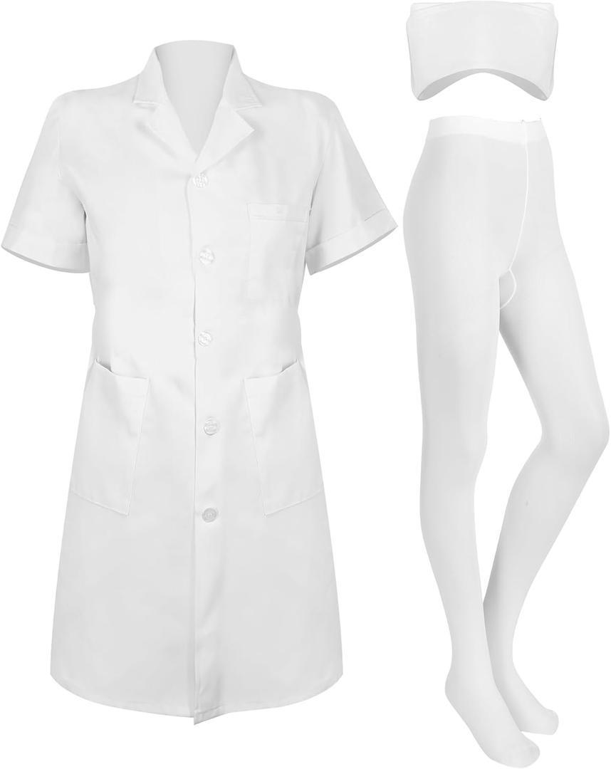Hercicy Nurse Dress Costume Set for Women White Short Sleeve Medical Lab Coat Nurse Cap Footed Pantyhose Halloween Cosplay (XX-Large) Hercicy Nurse Dress Costume Set for Women White Short Sleeve Medical Lab Coat Nurse Cap Footed Pantyhose Halloween Cosplay (XX-Large)