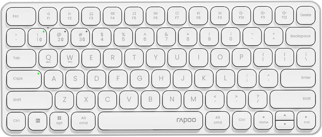 Rapoo E9050L Multi-Device Wireless Keyboard, Blade-Series E9050L 78-Key Ultra-Thin Keyboard, Support 4 Devices, Low-Profile, Quiet, USB-C, Rechargeable, Al-Alloy Frame, for Windows/Mac/Linux/Chrome (E9050L (TKL, Rechargeable), White)