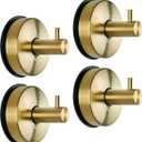 YOHOM Suction Cup Hooks for Shower Gold Towel Holder Stainless Steel Vacuum Bathroom Shower Hook Suction Washcloth Hanger Kitchen Towel Rack for Robe Loofah Wreath Glass Door Window Wall Brushed 4Pcs