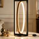 Modern LED Table Lamp, Dimmable Minimalist Bedside Lamp, 3 Color Temperatures, Angle Adjustable, Cute Desk Lamp, Nightstand Lamp for Living Room, Bedroom, Office, Black and Gold D62TL05
