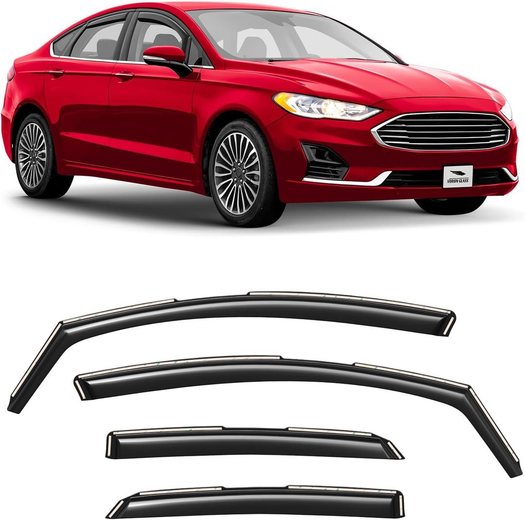 in-Channel Extra Durable Rain Guards for Ford Fusion 2013-2020, Window Deflectors, Vent Window Visors, 4 Pieces - 220180