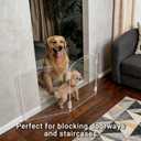 Clear Acrylic Freestanding Dog Gates for The House – Folding 3-Panels Pet Gates for Doorways,Indoor Stairs,and Hallways,No Assembly Transparent Barrier for Dogs,Puppies,and Cats