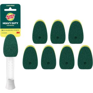 Scotch-Brite Heavy Duty Dishwand Kit, Includes 1 Wand & 8 Refill Pads, Keep Hands Out of the Mess