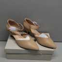 RIBONGZ Comfortable Kitten Heels for Women Pointed Closed Toe Ankle Strap Buckle Heels Slip on Low Heel Church Pumps Wedding Bridal Party Dressy Shoes (8.5, Nude)