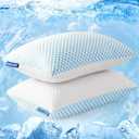 EASELAND Firm Pillows Shredded Memory Foam with Adjustable Fill - King Size Set of 2, Removable Cooling Cover for Hot Sleepers, Cool Bed Pillow for Side Back Stomach Sleepers
