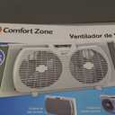 Comfort Zone Twin Window Fan with Reversible Airflow Control, 9 inch, Auto-Locking Expanders, 2 Speed Fan, Dual Fan, Exhaust, Airflow 9.84 ft/sec, Ideal for Home, Kitchen, Bedroom & Office, CZ319WT