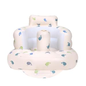 Inflatable Baby Chair, Inflatable Baby Seat for Babies 3 Months and Up, Summer Blow Up Chair with Built in Air Pump, Bumbo Seat for Learning to Sit, Palying, Camping, Whale (Blue)