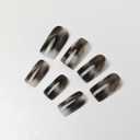 Black Press on Nails Medium Square Fake Nails Marble False Nails Press ons with Designs Reusable Acrylic Nails Full Cover Glue on Nails Artificial Stick on Nails for Women Manicure 24 Pcs