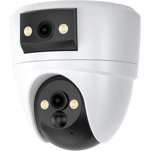 VSTARCAM 2K Dual Lens Security Camera Indoor, Free Cloud & SD Storage, No-Drill Ceiling Mount, 360Â° PTZ & Wide Angle, WiFi 6 2.4/5G, Color Night Vision, Motion Alerts, 6-Month Battery, 2-Way Talk