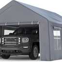 13x20FT Heavy Duty Portable Garage, Waterproof Carport with 5 Roll-Up Ventilated Windows & Removable Sidewalls, Garage Tent Shelter with 220G PE Tarp Cover for Temporary Paint Booth, Boats&Pickups