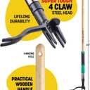 Papa's Tools Weed Puller Tool, 44" Stand Up Weeder Garden Tools & 4 Claw Steel Head, Dual Weed Eject Tech. Made with Real Bamboo & Long Wooden Handle, Yard Weeding Remover for Gardening Men & Women