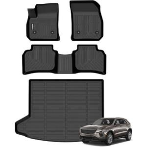 GINOWY-Floor Mats & Cargo Liner for Cadillac XT4 2019-2025TPE All Weather Car Floor for Cadillac XT4XT4 Car Mats, XT4 Cargo Mat Trunk Mat for Cadillac XT4 Car Accessories
