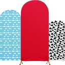 Cartoon Arch Backdrop Cover Set of 3 Cow Arch Covers Red Spandex Stretch Backdrop Stand 4ft, 5ft, 6ft for Wedding Birthday Banquet Ceremony Decoration