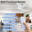 52 Inch Wood Ceiling Fans with Lights Remote,Low Profile Flush Mount Ceiling Fan with Light,Outdoor Indoor Modern Ceiling fan for Bedroom Living room Patio,White,3 Blades,Dimmable,6 Speed,Noiseless, 52-Remote Control