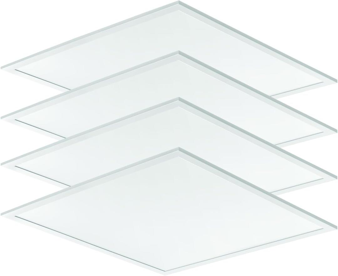 Lithonia Lighting CPX LED Flat Panel Light, 2Ftx2Ft LED Light Panel, Ceiling Lighting Fixture, 2500/3200/4000 Adjustable Lumens, 3500K/4000K/5000K Switchable CCT, Smooth Satin Lens, White (4-Pack) (2 ft. x 2 ft. (4-Pack))