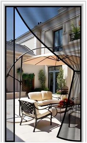 MAGZO Magnetic Screen Door 36'' x 82'', Reversible Left Right Side Opening, Upgraded Polyester Scratch-Proof, Pet Friendly, Hanging Curtain for Doorway/Homes/House/Apartment, Renter Friendly, Black