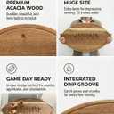Giant Football Shaped Cutting Board 23.5X14 Inch – Jumbo Size Acacia Wood Charcuterie Tray – Extra Large Wooden American Football Serving Platter Super Bowl Parties, Tailgate Hosting & Gifts