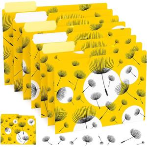12 Decorative File Folders Letter Size, Cute Floral Document Folders for Office, School & Home, Durable Copper Material with Adhesive Tabs