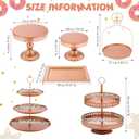 Lallisa 8 Pcs Cake Stands Set Metal Dessert Table Display Tiered Cupcake Holder Candy Donut Fruit Plate Cake Serving Tray with Handle Treats Serving Tower for Wedding Birthday Party(Rose Gold)