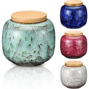 Sieral Set of 4 Ceramic Small Urns for Human Ashes Sharing Keepsakes Cremation Mini Urns Human and Pet Ashes Funeral Container with Box and Lining for Memorial Your Loved One Lost, 4 Colors (Elegant)