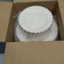 YOUBET 100PCS Ivory Scalloped Plastic Plates - Heavy Duty Gold Disposable Fancy Hard Plates Include 50 Dinner Plate, 50 Dessert Plate, for Wedding & Party