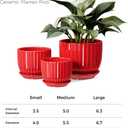 Ton Sin Ceramic Plant Pots - 4/5/6 Inch Red Planters Set of 3 with Drainage Holes and Saucer - Indoor Flower Pots for Plants Ceramic Planters for Indoor Gardening Succulent Pots