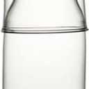 Bedside Glass Water Carafe Set with Cup, Glass Carafe with Lid Mouthwash Cups for Bedroom Bathroom Juice Wine Milk 19oz (Clear)