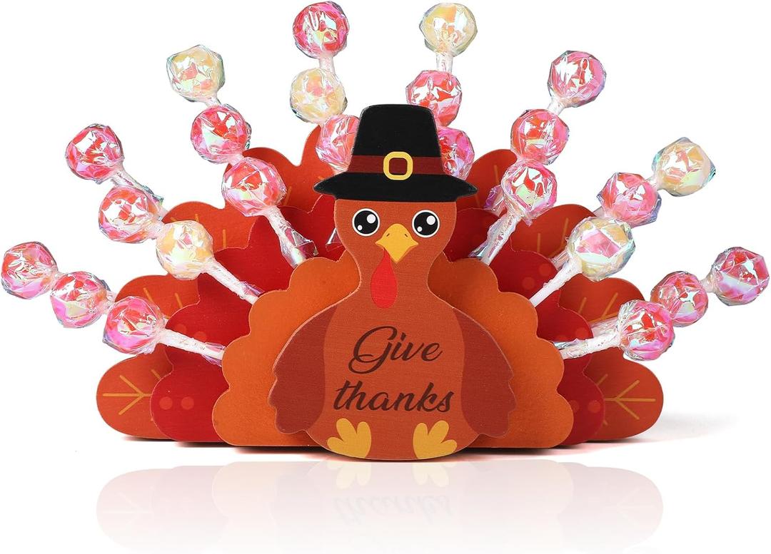 Thanksgiving Decor Wooden 30 Holes Turkey Lollipop Holder Cake Pop Stand Candy Table Display for Fall Birthday Wedding Party Anniversary Thanksgiving Halloween Table Centerpieces Decorations