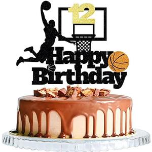 Basketball Happy 12th Birthday Cake Topper-Basketball Themed Birthday Party Cake Decoration-12 Years Birthday Party Supplies (12th)