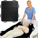 Upgraded 3-Layer Positioning Bed Pad with Handles, Transfer & Slide Sheet for Elderly Care, Waterproof Washable Draw Sheet for Turning, Lifting & Repositioning (48" x 40", Black)